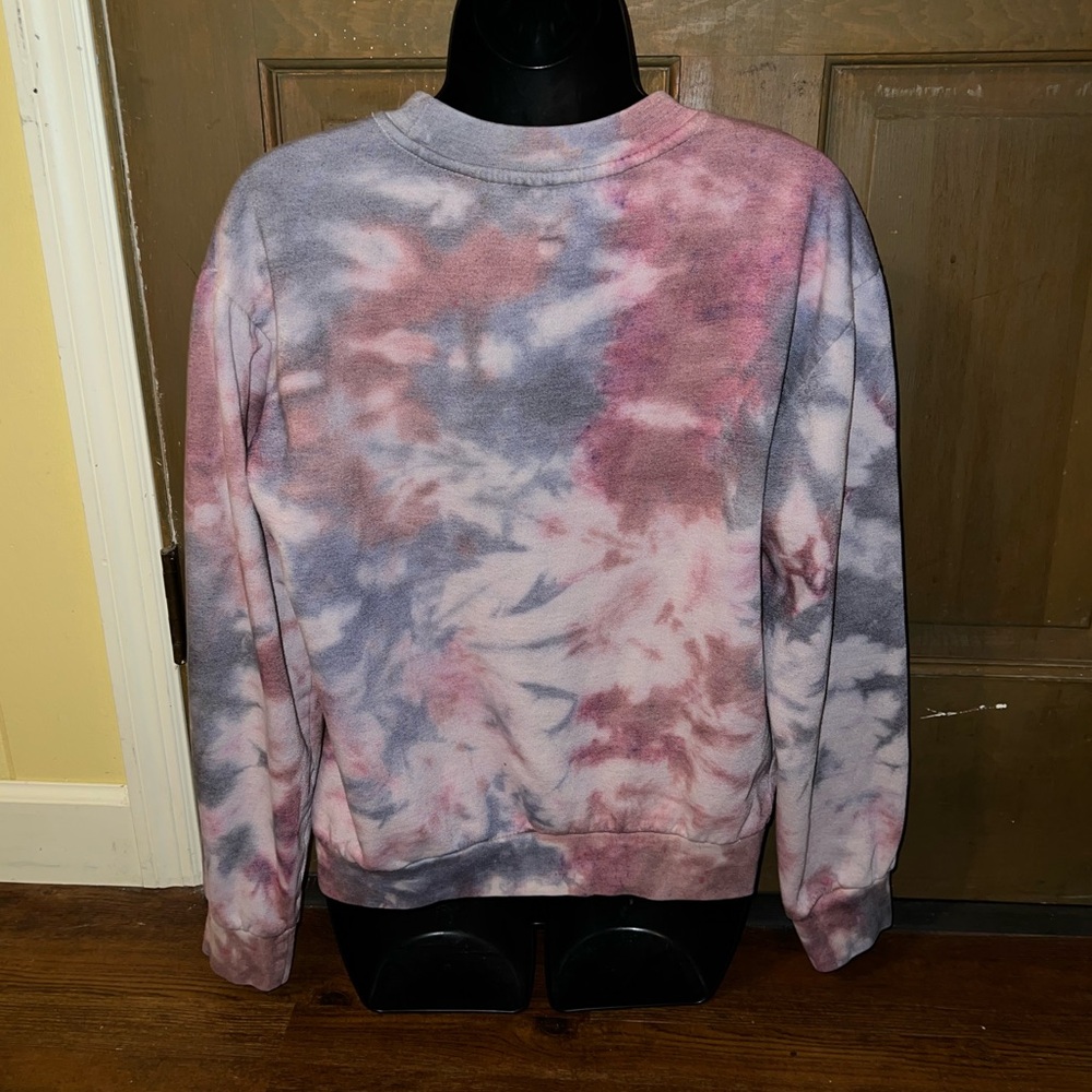 Playboy Gray Pink Tie Dye Crewneck Long Sleeve Cotton Sweatshirt Pullover Size S - Picture 7 of 11
